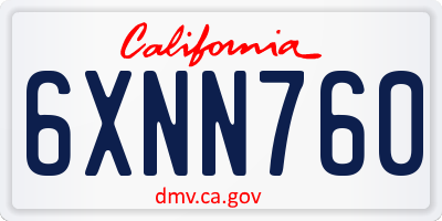 CA license plate 6XNN760