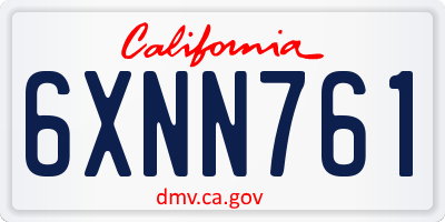 CA license plate 6XNN761