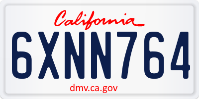 CA license plate 6XNN764