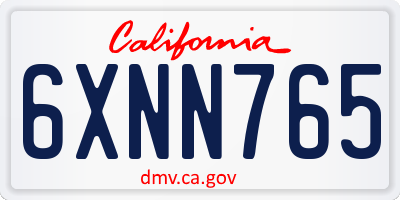 CA license plate 6XNN765