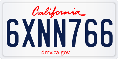 CA license plate 6XNN766