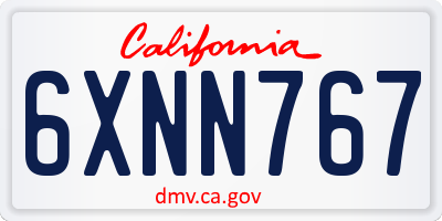 CA license plate 6XNN767