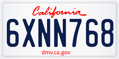 CA license plate 6XNN768