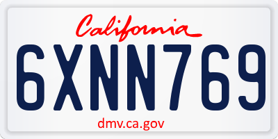 CA license plate 6XNN769