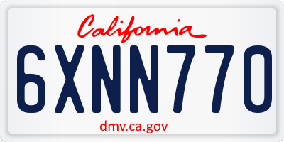 CA license plate 6XNN770