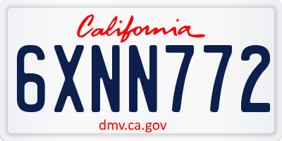 CA license plate 6XNN772