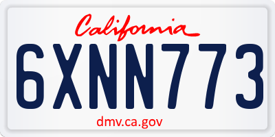 CA license plate 6XNN773