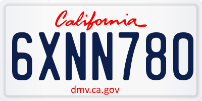 CA license plate 6XNN780