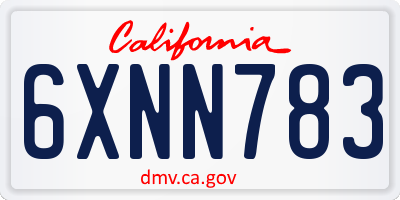 CA license plate 6XNN783