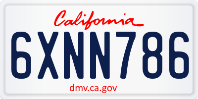 CA license plate 6XNN786
