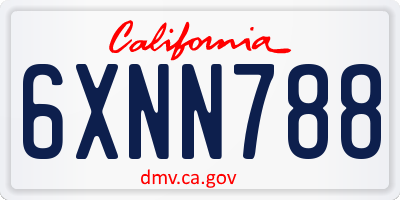 CA license plate 6XNN788