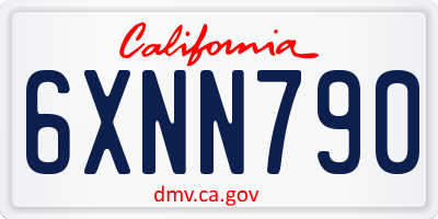 CA license plate 6XNN790