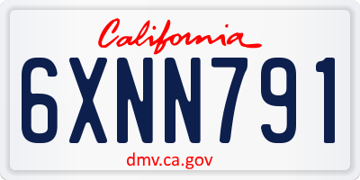 CA license plate 6XNN791