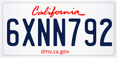 CA license plate 6XNN792