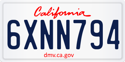 CA license plate 6XNN794
