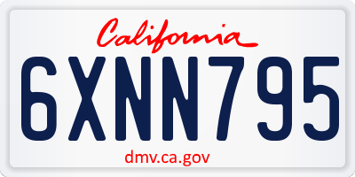 CA license plate 6XNN795