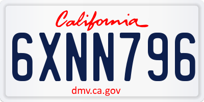 CA license plate 6XNN796