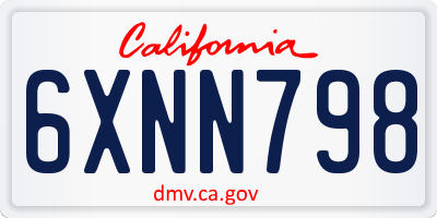 CA license plate 6XNN798
