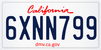 CA license plate 6XNN799