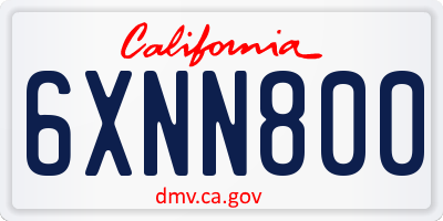 CA license plate 6XNN800