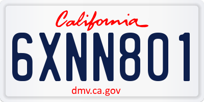CA license plate 6XNN801