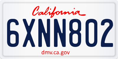 CA license plate 6XNN802