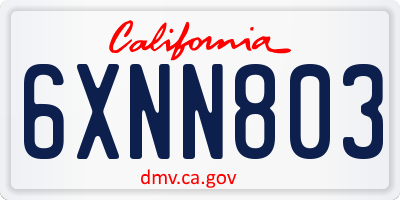 CA license plate 6XNN803