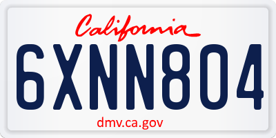 CA license plate 6XNN804