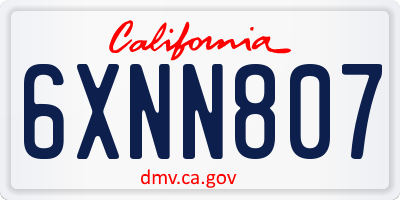 CA license plate 6XNN807