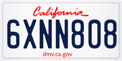 CA license plate 6XNN808