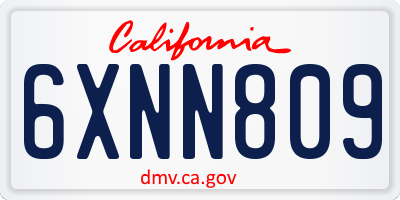 CA license plate 6XNN809