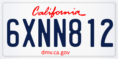 CA license plate 6XNN812