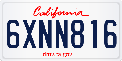 CA license plate 6XNN816