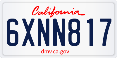 CA license plate 6XNN817