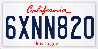 CA license plate 6XNN820