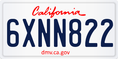 CA license plate 6XNN822