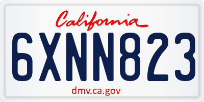 CA license plate 6XNN823