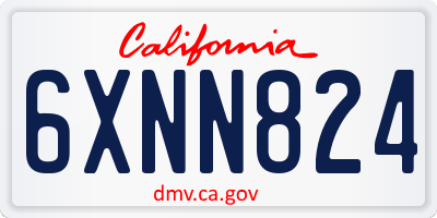 CA license plate 6XNN824