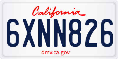 CA license plate 6XNN826