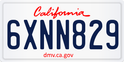 CA license plate 6XNN829