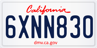 CA license plate 6XNN830