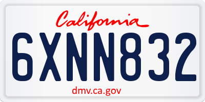 CA license plate 6XNN832