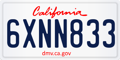 CA license plate 6XNN833