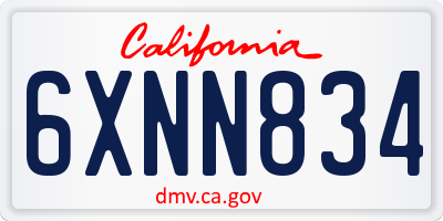 CA license plate 6XNN834