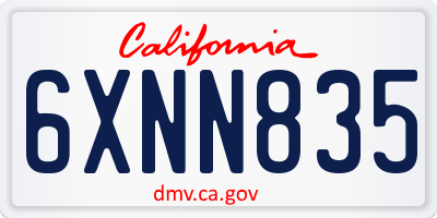 CA license plate 6XNN835