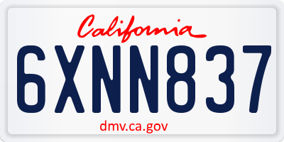 CA license plate 6XNN837