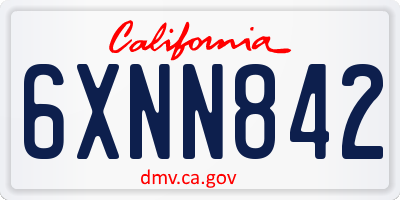 CA license plate 6XNN842