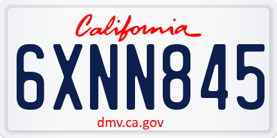 CA license plate 6XNN845