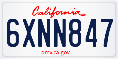 CA license plate 6XNN847