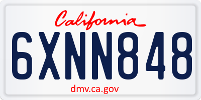 CA license plate 6XNN848